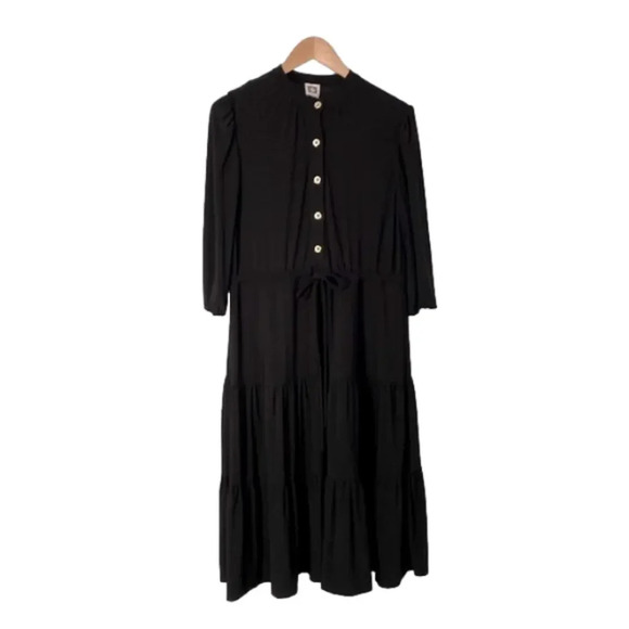 NWT, Anne Klein Black Midi Dress Size 8 - Picture 1 of 10